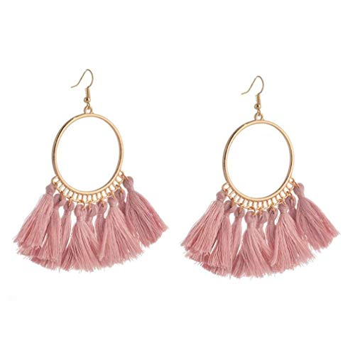 WEIHEEE - Pendientes colgantes con borla de estilo nacional, diseño geométrico en forma de abanico, accesorios para mujeres y niñas, fiesta y uso diario, almidón de raíz de loto