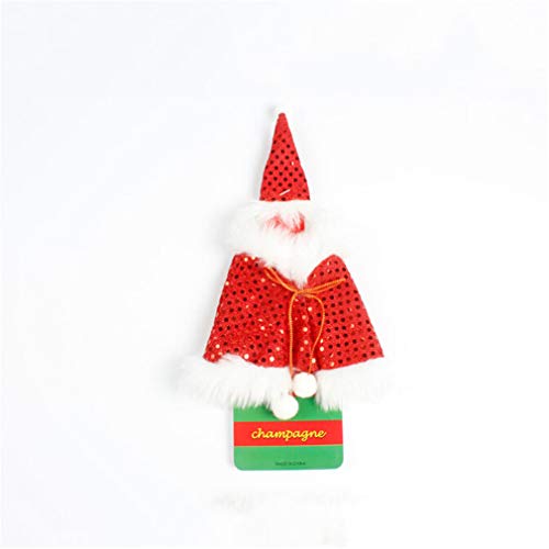 Weisin - Juego de botella de Papá Noel con gorro de Navidad para restaurante, fiesta, botella de cerveza, reutilizable, decoración femenina