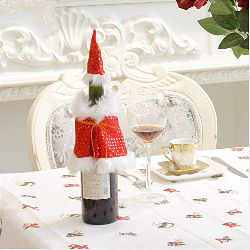 Weisin - Juego de botella de Papá Noel con gorro de Navidad para restaurante, fiesta, botella de cerveza, reutilizable, decoración femenina