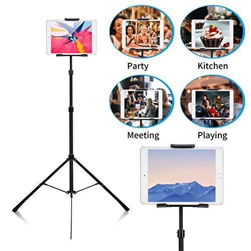 Weiyudang Soporte de pie para teléfono o tableta, soporte de trípode, portátil, altura ajustable de 20 a 50 pulgadas, rotación de 360 grados para todos los teléfonos y tabletas de 4 a 12 pulgadas