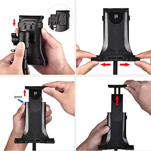 Weiyudang Soporte de pie para teléfono o tableta, soporte de trípode, portátil, altura ajustable de 20 a 50 pulgadas, rotación de 360 grados para todos los teléfonos y tabletas de 4 a 12 pulgadas