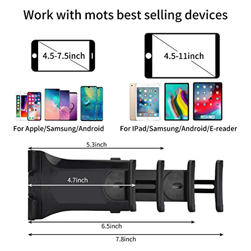 Weiyudang Soporte de pie para teléfono o tableta, soporte de trípode, portátil, altura ajustable de 20 a 50 pulgadas, rotación de 360 grados para todos los teléfonos y tabletas de 4 a 12 pulgadas