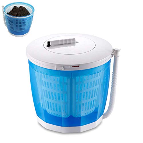 WEIZI Lavadora Manual portátil Mini manivela con manivela Ciclos de Lavado Dobles con Drenaje automático Diseño Compacto Azul