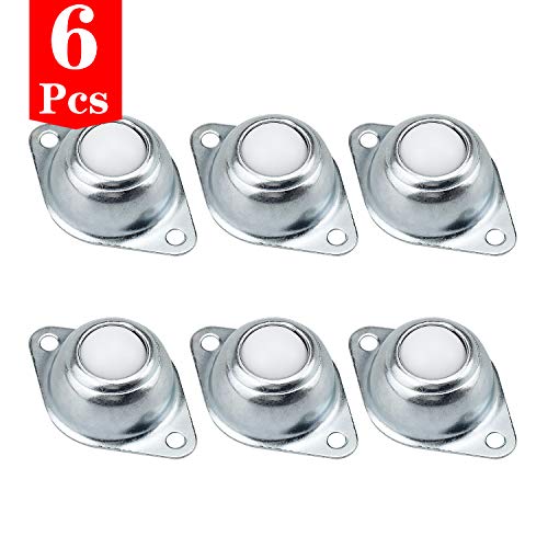 WEKON 6pcs Transferencia a Bola, Rodamiento de Transferencia de Bolas, Rodillo Bola de Transporte Súper Duradera para Muebles Silla de Rueda Diámetro 16mm Carga Max. 15kg con 2 Orificios