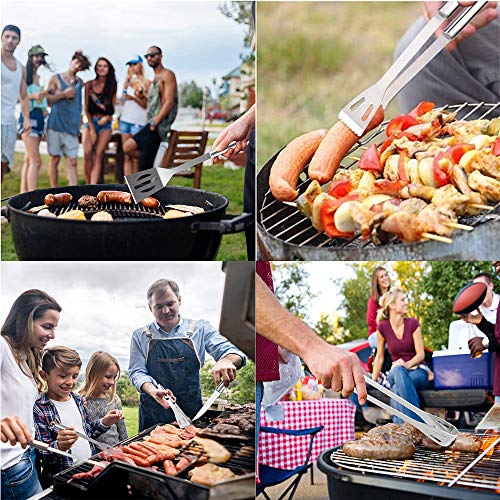 WELLXUNK Barbacoa de Acero Inoxidable Utensilios, Barbacoa de Exterior Kit, Utensilios Barbacoa Kit, Herramientas de Barbacoa Set con Bolsa de Oxford para Acampar Al Aire Libre Patio Trasero Barbacoa