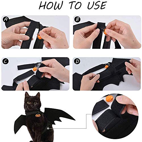WELLXUNK Halloween Disfraz para Gatos Perros Murciélago Disfraz De Gato Ropa Gato Disfraz Perro Gato Perro Cool Pet Halloween Bat Wings Disfraz,para Halloween Holiday Theme Party