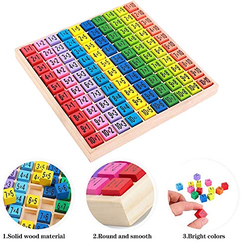 WELLXUNK Juego de Tabla de Multiplicar Tabla de Multiplicar de Madera Juguete de Mesa de Multiplicación Tablas de Multiplicar,para Niños Matemáticas Educativos Juguetes de Madera