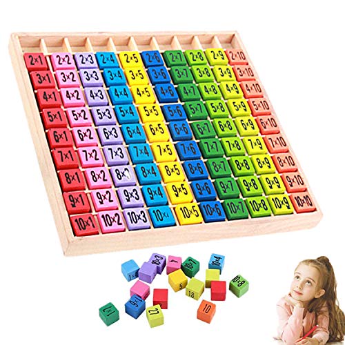 WELLXUNK Juego de Tabla de Multiplicar Tabla de Multiplicar de Madera Juguete de Mesa de Multiplicación Tablas de Multiplicar,para Niños Matemáticas Educativos Juguetes de Madera