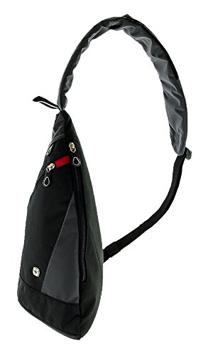 WENGER Premium Slingbag para hombres y mujeres, 10 L, Mochila Shoulder bag en negro / gris con forro interior gris