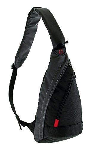 WENGER Premium Slingbag para hombres y mujeres, 10 L, Mochila Shoulder bag en negro / gris con forro interior gris