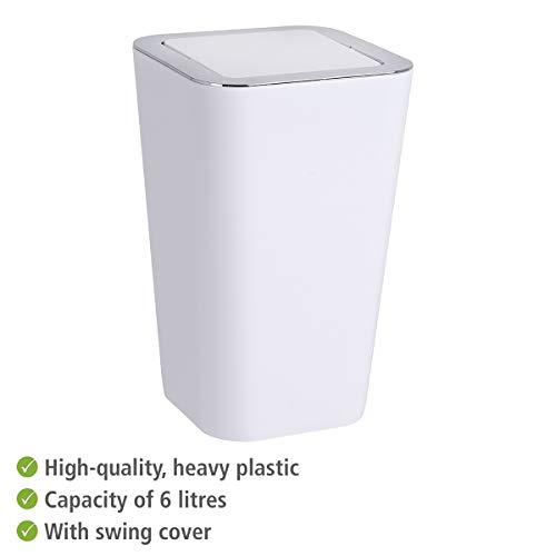 Wenko 22466100 Candy - Papelera con Tapa basculante de ABS Blanco/Cromo (18 x 18 x 28,5 cm).