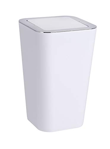 Wenko 22466100 Candy - Papelera con Tapa basculante de ABS Blanco/Cromo (18 x 18 x 28,5 cm).