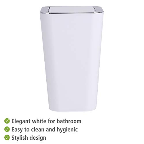 Wenko 22466100 Candy - Papelera con Tapa basculante de ABS Blanco/Cromo (18 x 18 x 28,5 cm).
