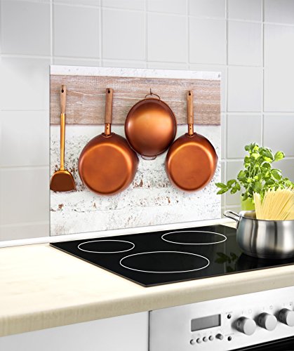 Wenko 2713500100 Fondo de Campana de sartenes de Cobre, Vidrio Templado, de 60 x 50 cm
