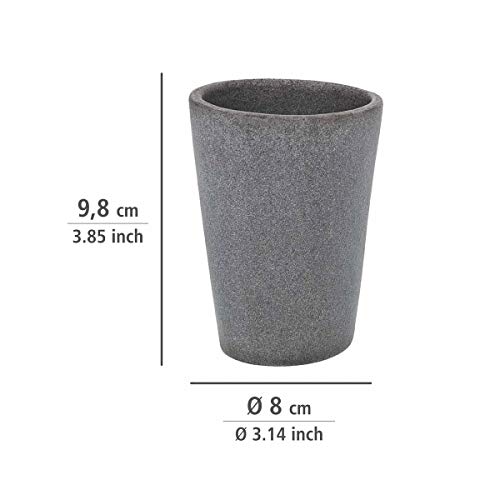 Wenko Pebble Stone Vaso para Cepillos de Dientes, Poliresina, Gris, 7.8x8.8x10.7 cm