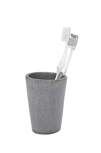 Wenko Pebble Stone Vaso para Cepillos de Dientes, Poliresina, Gris, 7.8x8.8x10.7 cm
