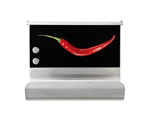Wenko Portarrollos Magnético Peperoni, Vidrio Endurecido, Multicolor, 14.5x30x26 cm