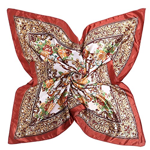 Wennew 90 * 90 cm Bufanda de Seda de Alto Calibre Raso simulación Bufanda de Seda Gran Bufanda de Las señoras Protector Solar Chal (Color : Naranja, Size : 90 * 90cm)