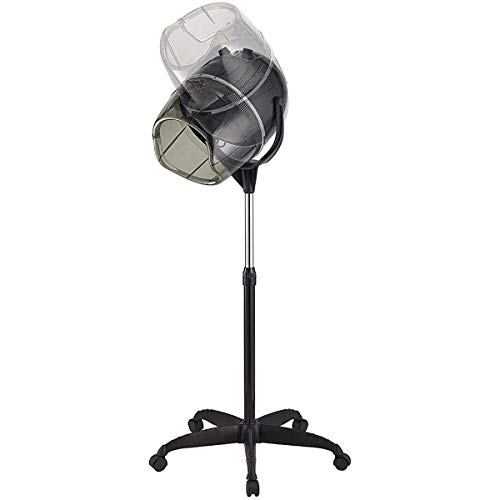 Wensa Procesador salón de Color Secador de Pelo Profesional de pie, con Contador de Tiempo de la Capilla Caster Altura Ajustable 1000W de peluquería salón de Belleza - Negro