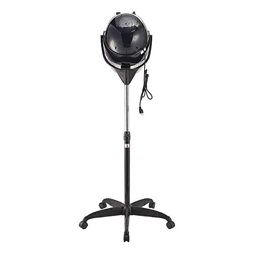 Wensa Procesador salón de Color Secador de Pelo Profesional de pie, con Contador de Tiempo de la Capilla Caster Altura Ajustable 1000W de peluquería salón de Belleza - Negro