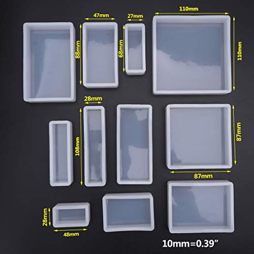 WentingZWT - Moldes de resina para castillos geométricos, juego de moldes de epoxi rectangulares, hechos a mano, molde de silicona