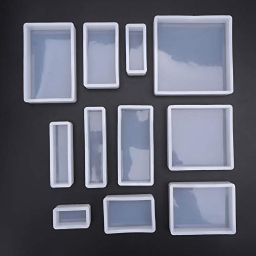 WentingZWT - Moldes de resina para castillos geométricos, juego de moldes de epoxi rectangulares, hechos a mano, molde de silicona