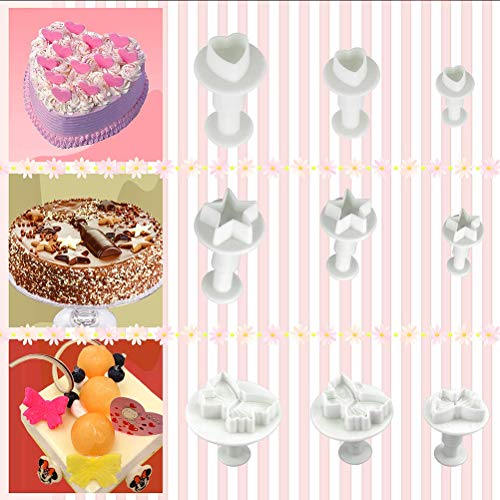 WENTS 98Pcs Herramientas de decoración de Pasteles Conjunto de moldes de Caracteres alfanuméricos de Flor de Rosa para Fondant, azúcar de Almendra, Galletas de almíbar, Chocolate