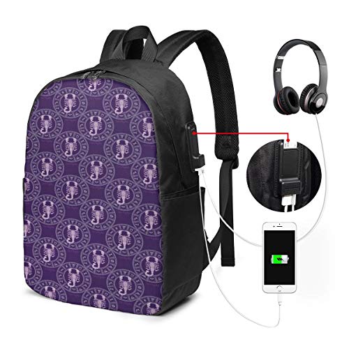WEQDUJG Mochila Portatil 17 Pulgadas Mochila Hombre Mujer con Puerto USB, Escorpio 11 Mochila para El Laptop para Ordenador del Trabajo Viaje