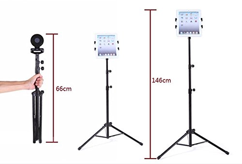 WER Soporte Tablet, Universal Soporte Trípode Ajustable de 360° Giratorio Soporte Telescopico para iPad/iPad2 Mini y Otras Tabletas de 7-10 Pulgadas
