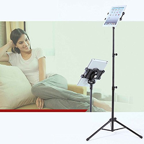 WER Soporte Tablet, Universal Soporte Trípode Ajustable de 360° Giratorio Soporte Telescopico para iPad/iPad2 Mini y Otras Tabletas de 7-10 Pulgadas