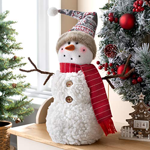 WeRChristmas - Figura Decorativa de muñeco de Nieve con Brazos de Alambre, Multicolor, 39 cm