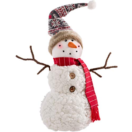 WeRChristmas - Figura Decorativa de muñeco de Nieve con Brazos de Alambre, Multicolor, 39 cm