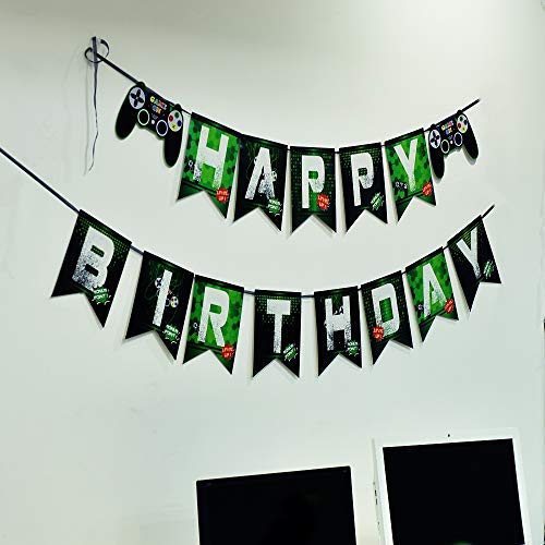 WERNNSAI Juego Cumpleaños Pancartas - Vídeo Juego Suministros para la Fiesta Feliz cumpleaños Guirnalda para Muchachos Niños Geeks de Jugadores Temas de Juego Decoraciones de Fiesta Ensamblado