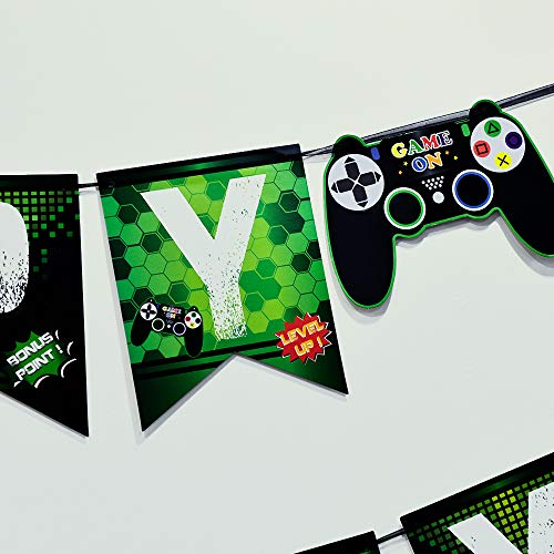 WERNNSAI Juego Cumpleaños Pancartas - Vídeo Juego Suministros para la Fiesta Feliz cumpleaños Guirnalda para Muchachos Niños Geeks de Jugadores Temas de Juego Decoraciones de Fiesta Ensamblado