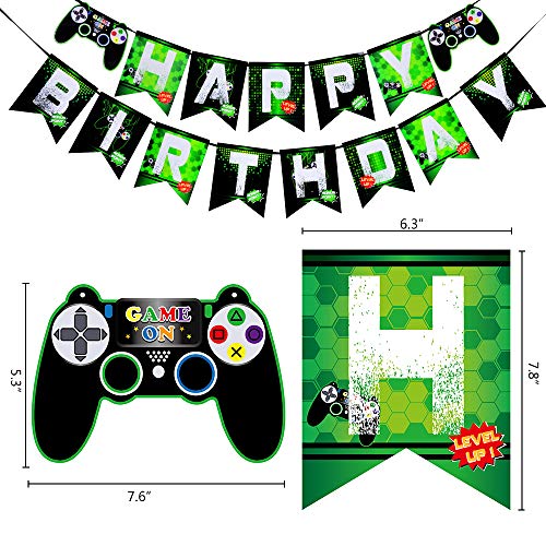 WERNNSAI Juego Cumpleaños Pancartas - Vídeo Juego Suministros para la Fiesta Feliz cumpleaños Guirnalda para Muchachos Niños Geeks de Jugadores Temas de Juego Decoraciones de Fiesta Ensamblado