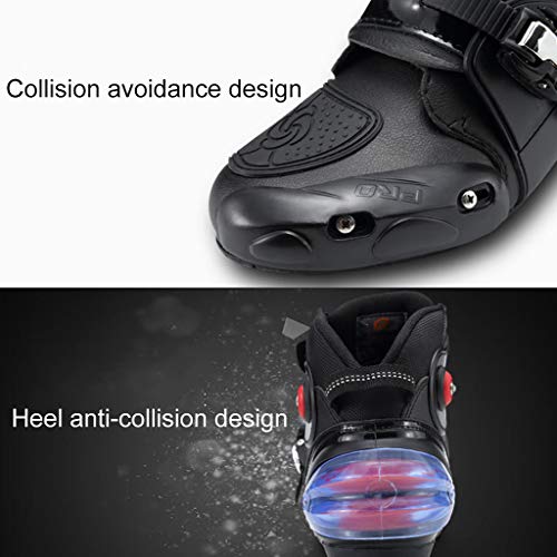 WERT Botas de Moto Bota de Motocross de Alta Resistencia blindada para Hombre Botas de Carretera Botas de Tobillo Cortas y Suaves Botas de piloto,Black-44