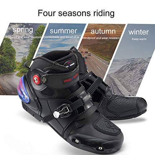 WERT Botas de Moto Bota de Motocross de Alta Resistencia blindada para Hombre Botas de Carretera Botas de Tobillo Cortas y Suaves Botas de piloto,Black-44