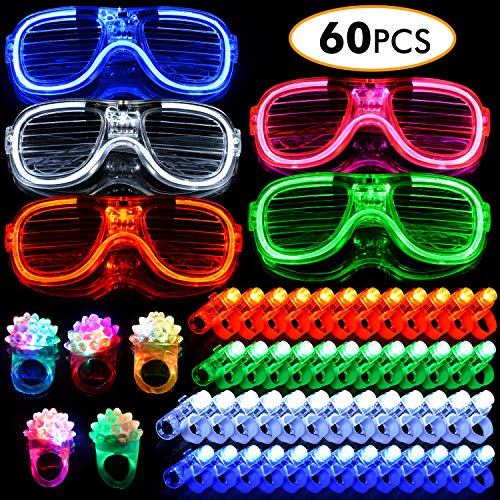 Wesimplelife LED Iluminan el Brillo del Juguete Gafas LED Dinámicas Gafas Luminosos Gafas para Fiestas LED Dedos Anillos Luces Iluminan Juguetes Fiesta Favor Premios Fiesta Suministros para Niños