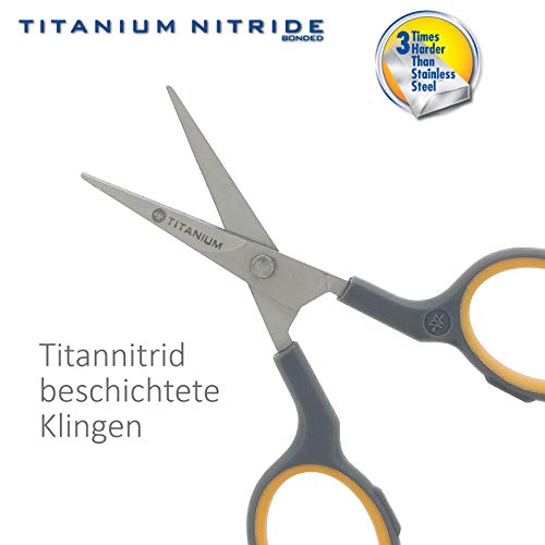Westcott E-30444 00 Titanium Super Softgrip Cortador de silueta, 10 cm, curvado, gris-amarillo