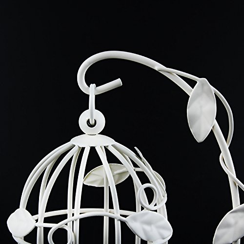Westeng Hierro Hueca Candelabro Birdcage-Forma de Metal Hoja del árbol Romántica Vela Portavela Vintage Classic Decoración de Boda Hogar (Beige)