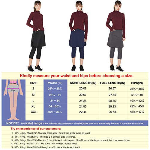 Westkun Mujer Pantalones de Modesta Falda Golf Entrenamiento Casual Corriendo de hasta la Rodilla Rock Legging 3/4 de Mallas Capri 2 en 1(Gris Profundo,XXL)