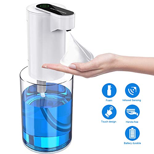 WEWAK Actualizado Dispensador Automático de Jabón Espuma 12 oz / 350 ml, Eléctrico con Batería sin Contacto, Dispensador de Jabón Manos Libres para Baño Cocina Inodoro Oficina