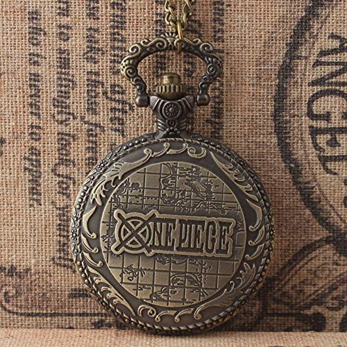 WFENG Calavera Pirata de Dibujos Animados de Cuarzo Reloj de Bolsillo, Colgante de Collar de Regalo Creativo Del Estudiante Moda/Bronce/Redondo