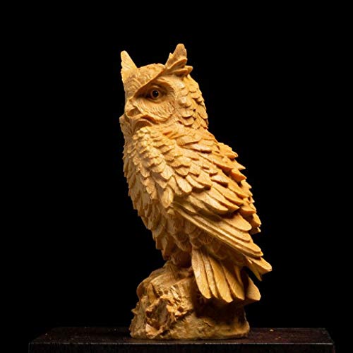 Wgd Dong 9cm / 11cm / 13cm Escultura Boj Búho, Chino De Madera Maciza Animal Adornos Estatua Crafts, Tallada Mano Inicio/Escritorio De Oficina Decoración (Size : 13CM)