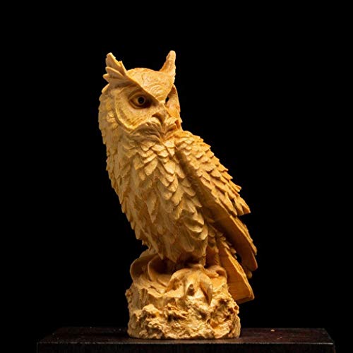 Wgd Dong 9cm / 11cm / 13cm Escultura Boj Búho, Chino De Madera Maciza Animal Adornos Estatua Crafts, Tallada Mano Inicio/Escritorio De Oficina Decoración (Size : 13CM)
