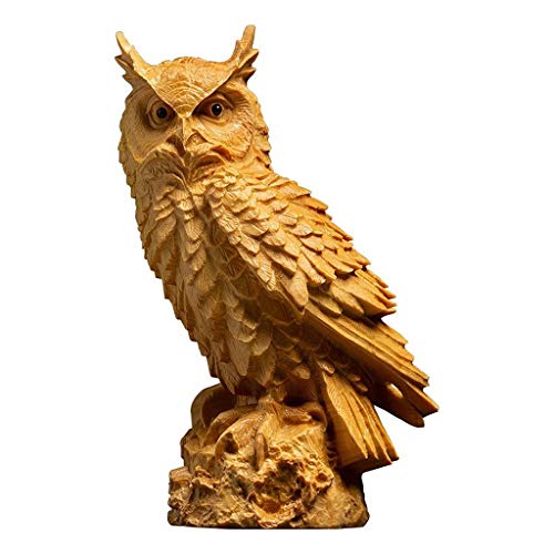 Wgd Dong 9cm / 11cm / 13cm Escultura Boj Búho, Chino De Madera Maciza Animal Adornos Estatua Crafts, Tallada Mano Inicio/Escritorio De Oficina Decoración (Size : 13CM)