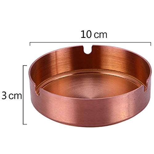 Wghz Cenicero de Acero Inoxidable, cenicero Redondo con Soporte para Cigarrillos, Base de cenicero de Mesa Moderna para el Interior y el Exterior de la Oficina en casa (Color: Oro Rosa)