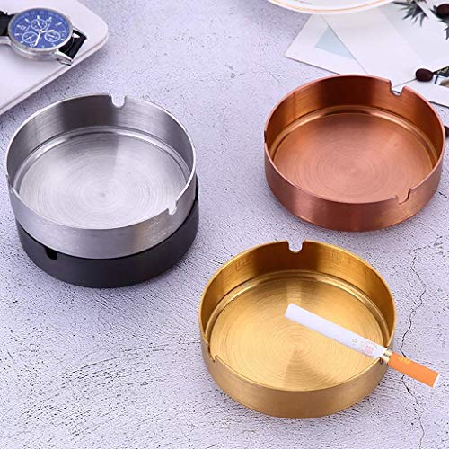 Wghz Cenicero de Acero Inoxidable, cenicero Redondo con Soporte para Cigarrillos, Base de cenicero de Mesa Moderna para el Interior y el Exterior de la Oficina en casa (Color: Oro Rosa)