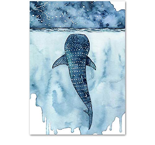 Whale Shark Ship Abstract Landscape Wall Art Canvas Painting Nordic Posters And Prints Wall Pictures For Living Room Home Decor 50x70CM NO frame