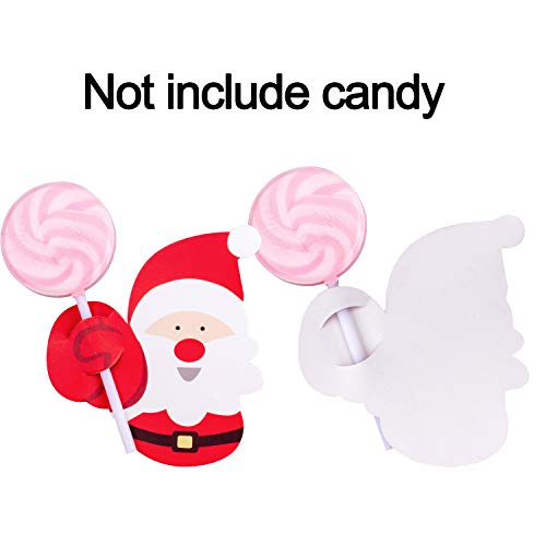 Whaline 100 tarjetas de Navidad para paletas, diseño de pingüino de Papá Noel, caramelos, chocolate, papel de regalo de Navidad, fiesta de cumpleaños, decoración de boda (no incluye paleta)